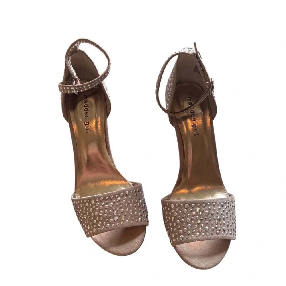 Sparkling Party High Heels Sz 8.5M Strappy Ankle Open Toe Rhinestone